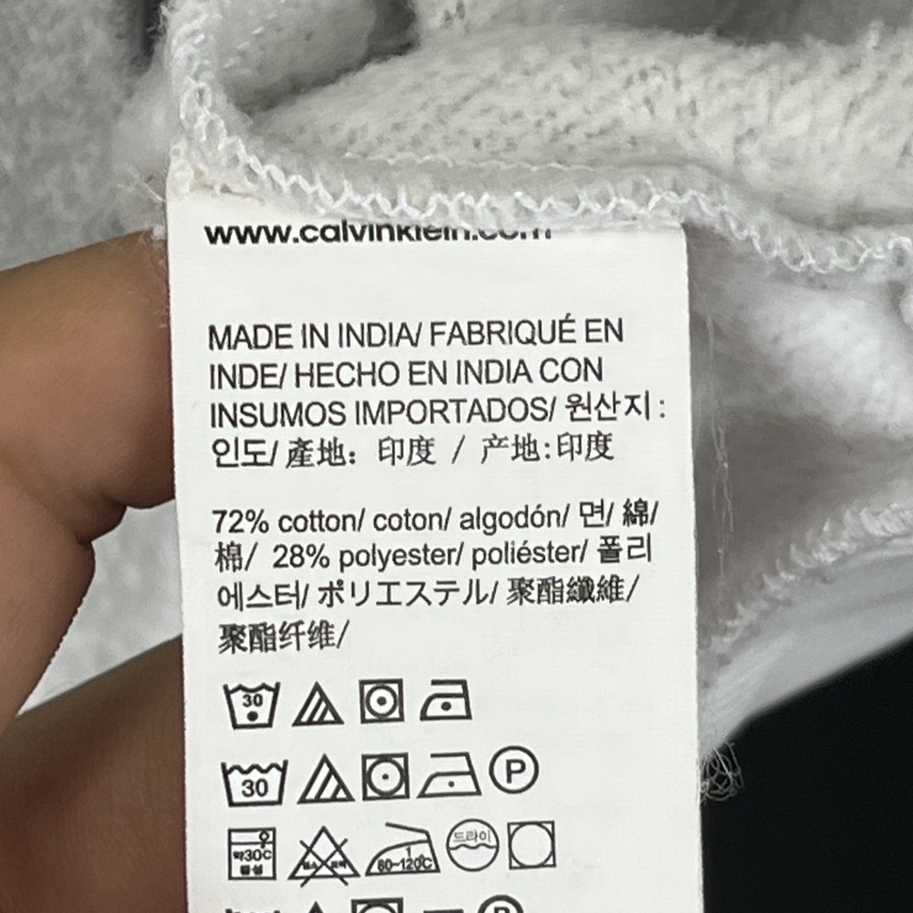 EUC Calvin Klein Men White Gray Colorblock Crewneck Fleece Sweatshirt Pullover M - Picture 5 of 8